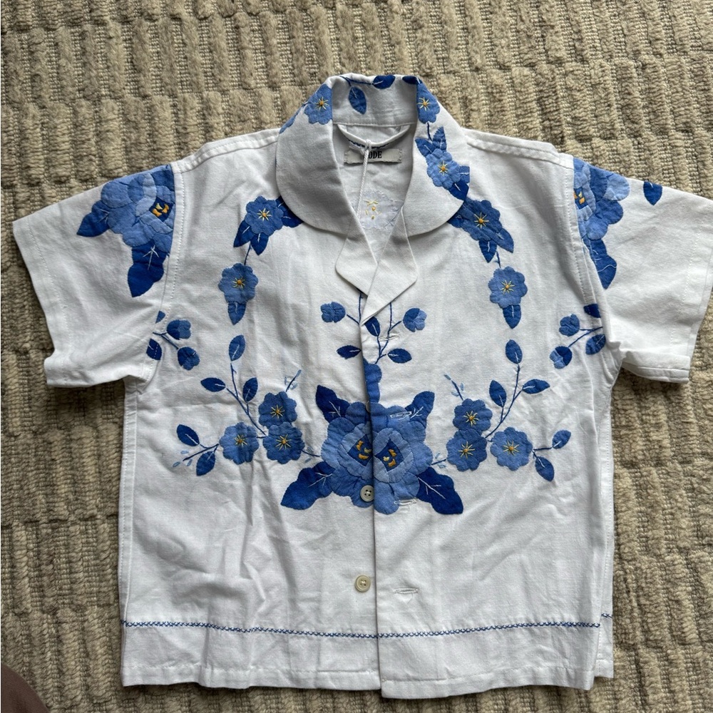 Bode Floral Embroidered Button-Up Shirt